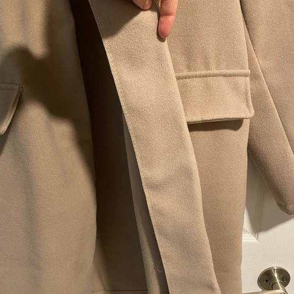 🐶 NWT Boohoo Collarless Wool Look Coat - Picture 5 of 14